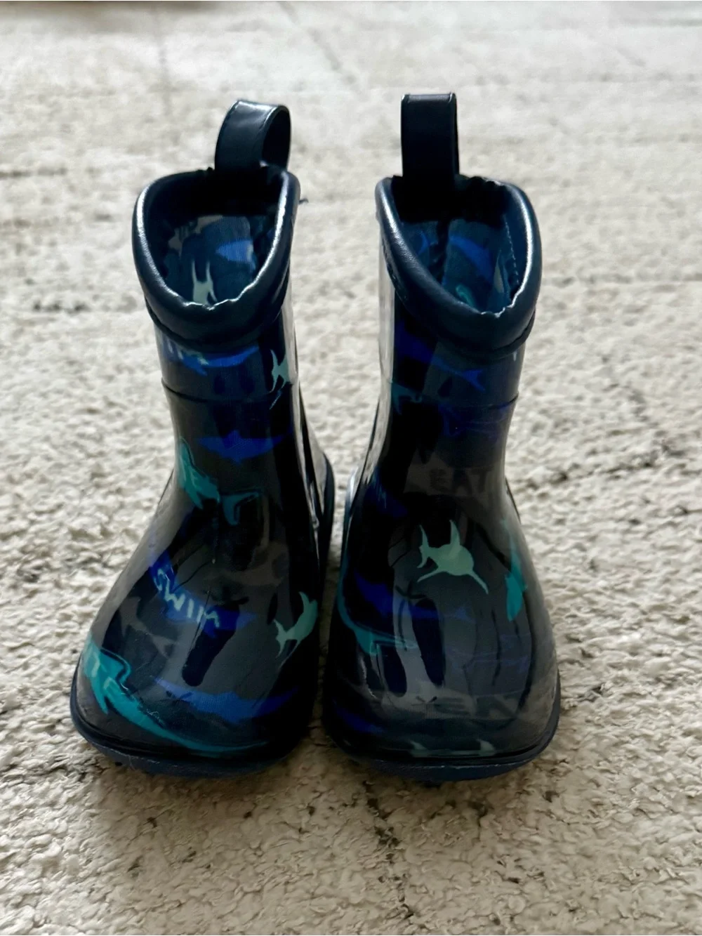 Kids Navy Blue Shark Rain Boots - Waterproof Toddlers